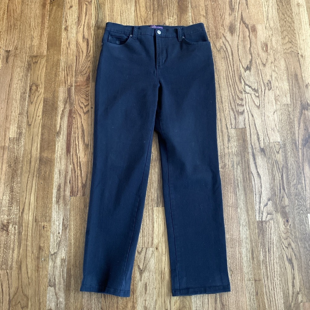Gloria Vanderbilt Amanda Black Jeans Size 10 Women's Straight Short Leg